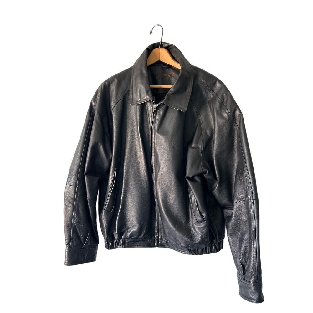 St. John's Bay Black Leather Coat Large *TINY FLAWS*